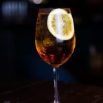 spritz veneziano with lemon slice