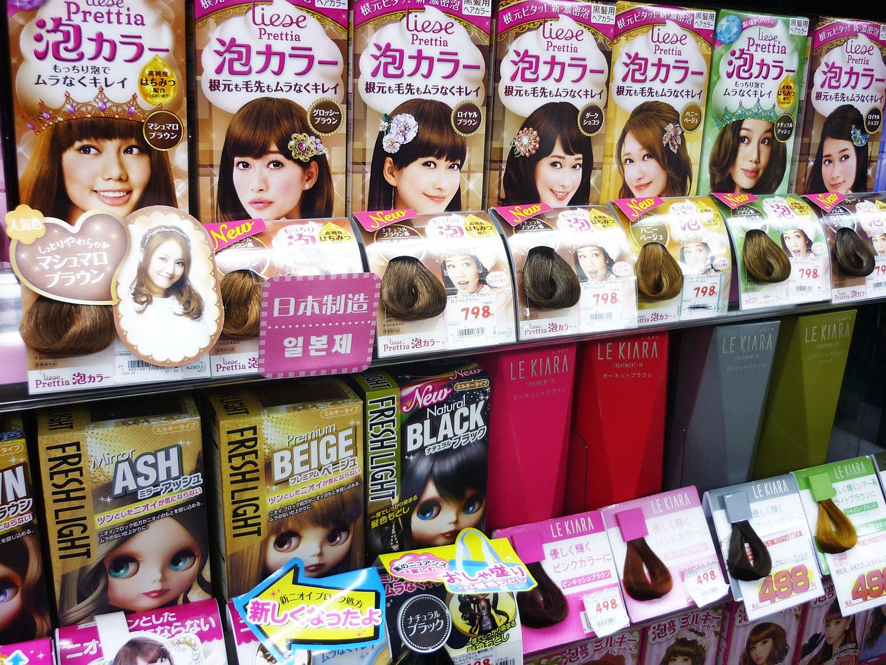 Rekken vol professionele beauty producten in een groothandel