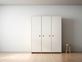 Een op maat gemaakte inbouwkast in een moderne slaapkamer met houten afwerking